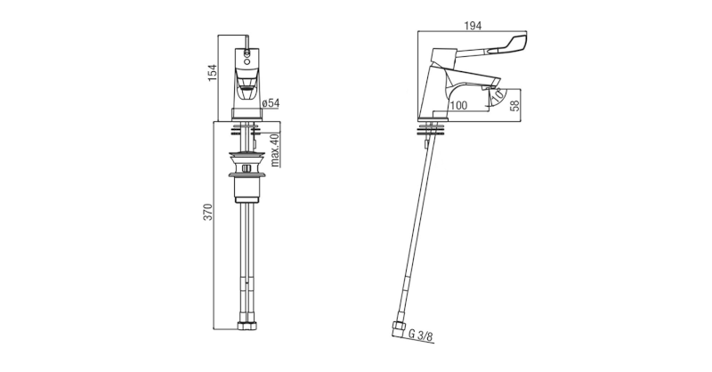 LEA stojánková umyvadlová baterie, lékařská páka, chrom LE002