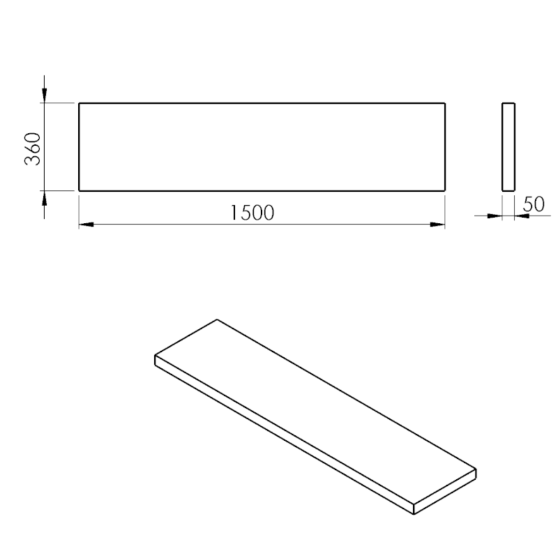 AVICE deska pod umyvadlo 150x36cm, tl.5cm, šedý kámen AV15610