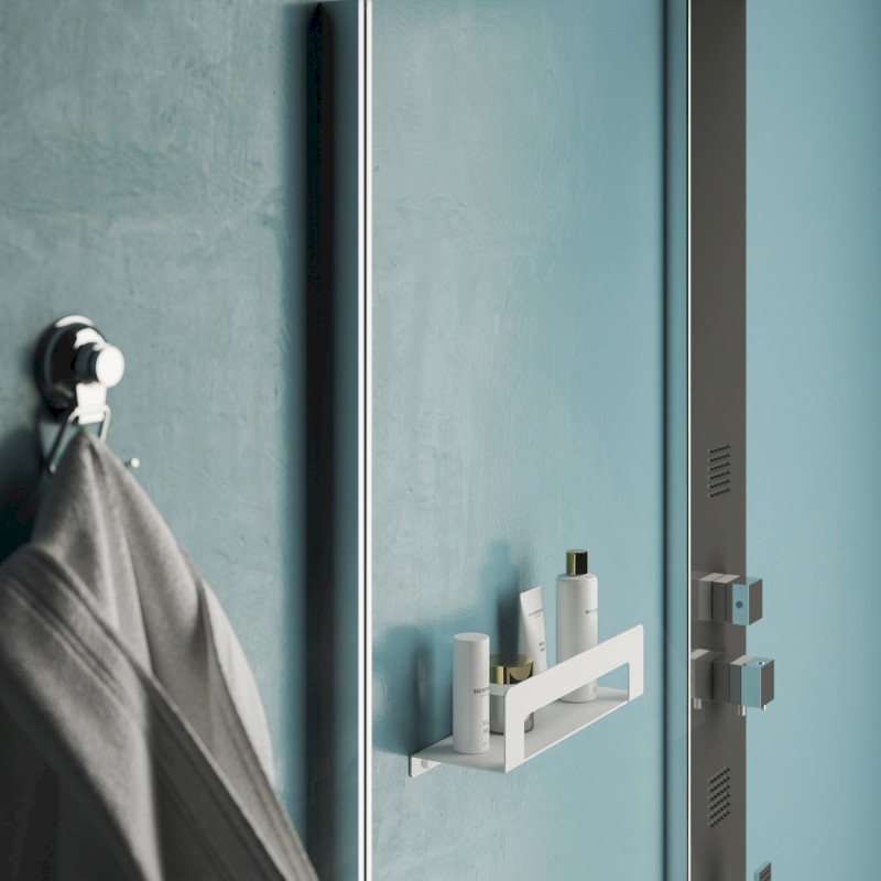 CLEO polička s držákem ručníků 300mm, bílá mat 2019023