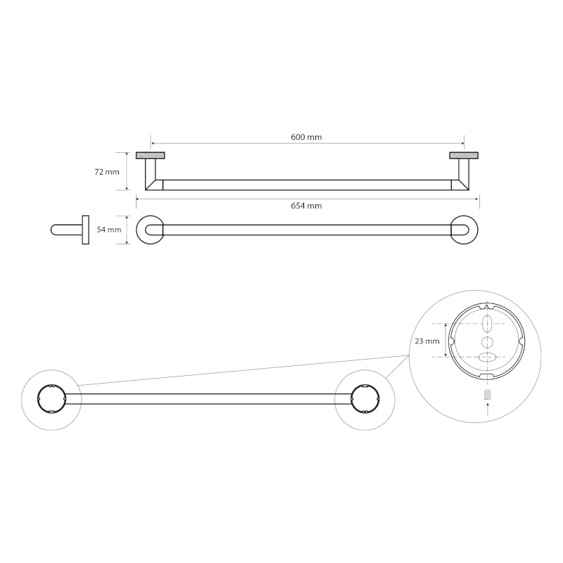 LARISSA držák ručníků 600mm, černá/zlato mat WS010BG