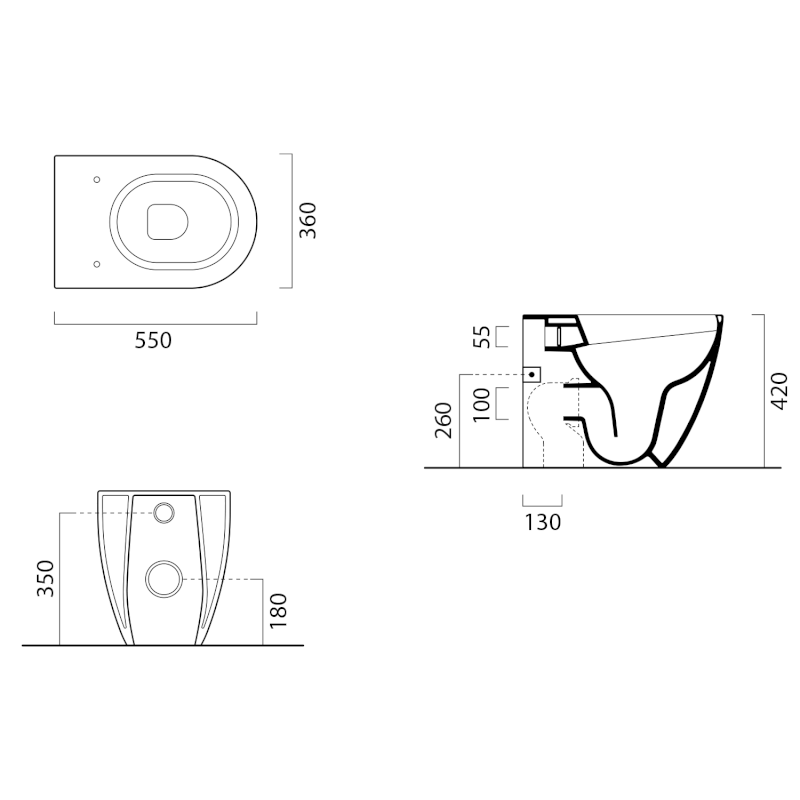 PURA WC mísa stojící, Swirlflush, 36x55cm, spodní/zadní odpad, bílá dual-mat 889009