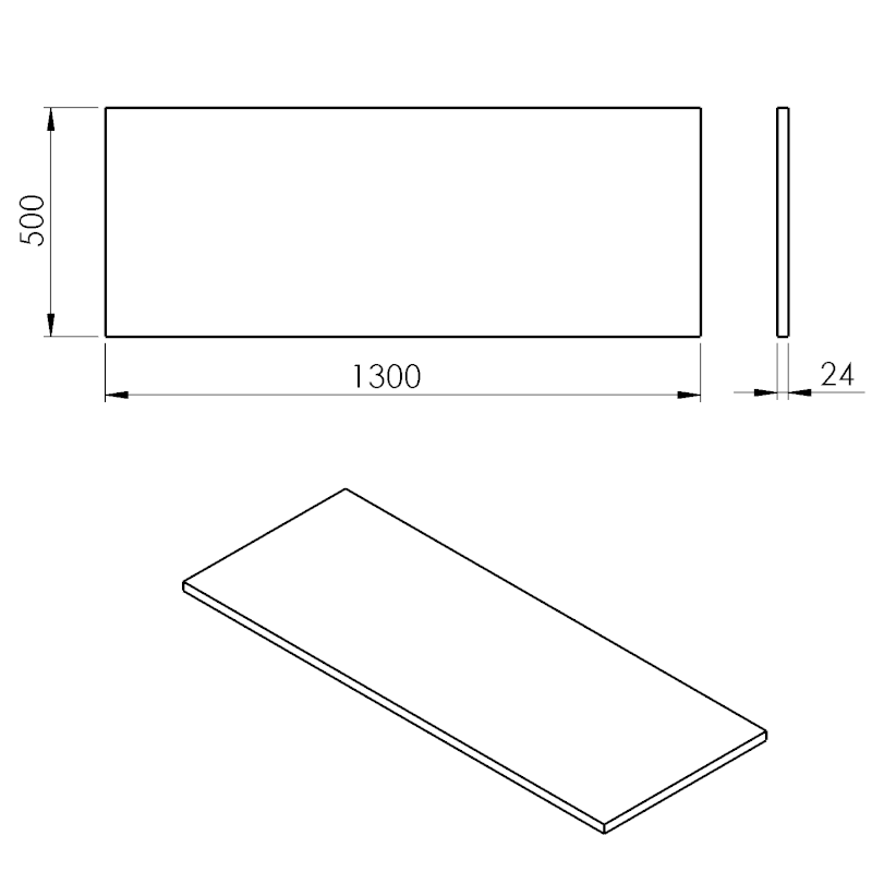 PLATO deska Rockstone 1300x24x500mm, bílá mat PL130-0101