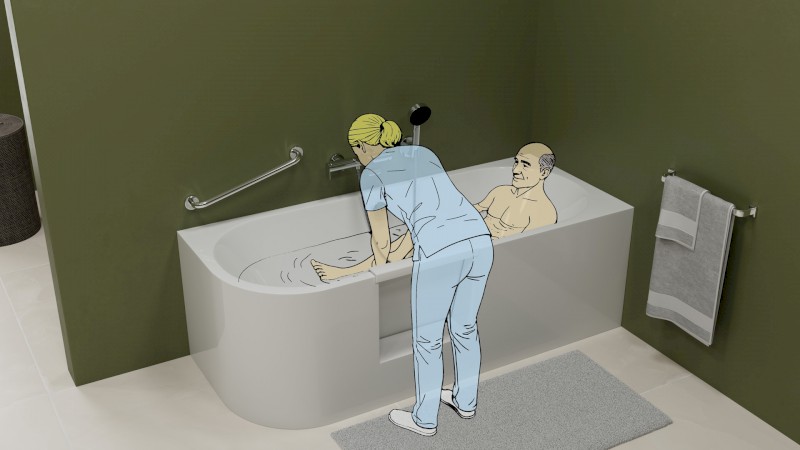 PORTAS R asymetrická vana s dvířky, 180x75x60cm, bílá 75561