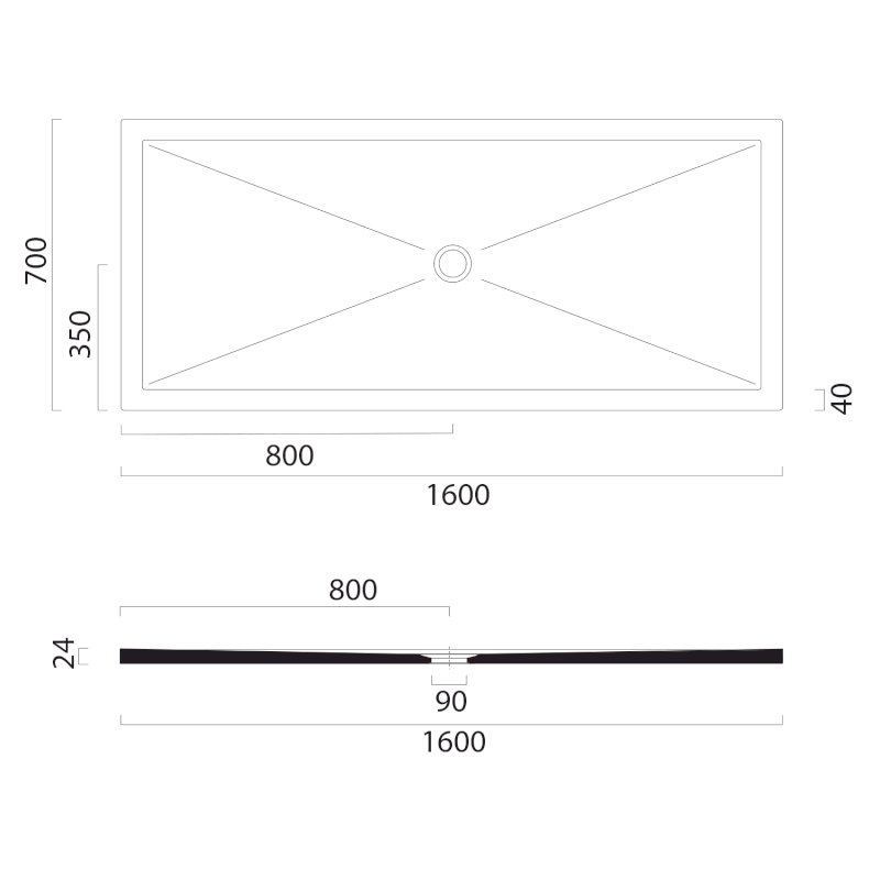 Keramická sprchová vanička, obdélník 160x70x2cm, agave mat 46160704