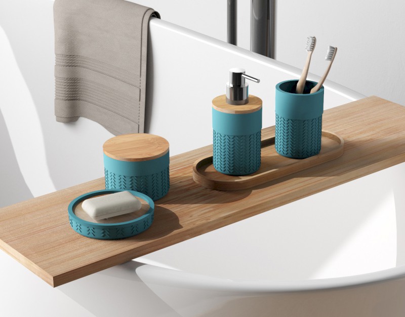 THEA sklenka na postavení, zelená/bambus TH9807