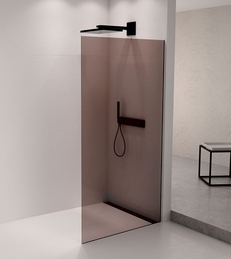 ARCHITEX sada pro uchycení skla podlaha-stěna se spádovou lištou, 1615x2105mm, pravá, černá mat AX2116BR