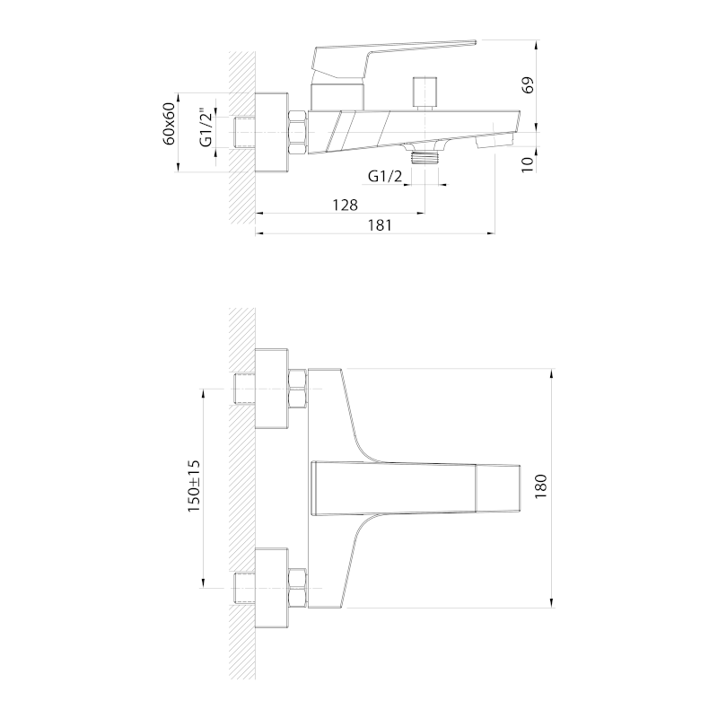 RITMO nástěnná vanová baterie, chrom RT010