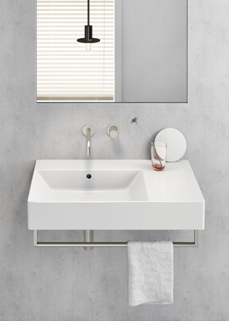 KUBE X keramické umyvadlo 80x47cm, s odkládací plochou vpravo, bílá ExtraGlaze 9456111