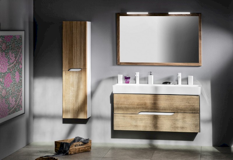 MEDIENA skříňka vysoká 35x140x30cm, 2x dvířka, levá/pravá, bílá mat/dub graphite MD351