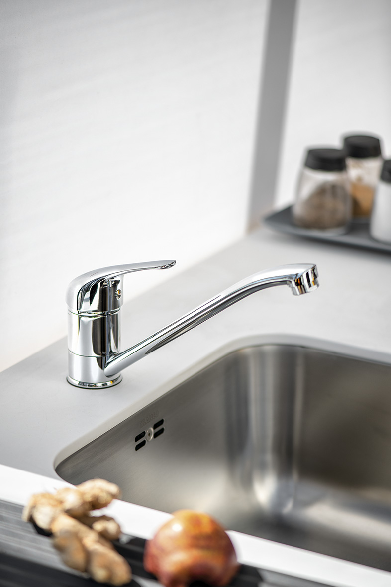 HOFFER stojánková dřezová baterie, 221mm, otočné ramínko, chrom 424.050.1