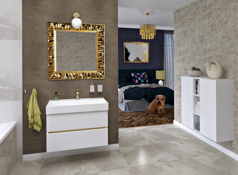 ZEEGRAS zrcadlo ve vyřezávaném rámu 90x90cm, zlatá IN416