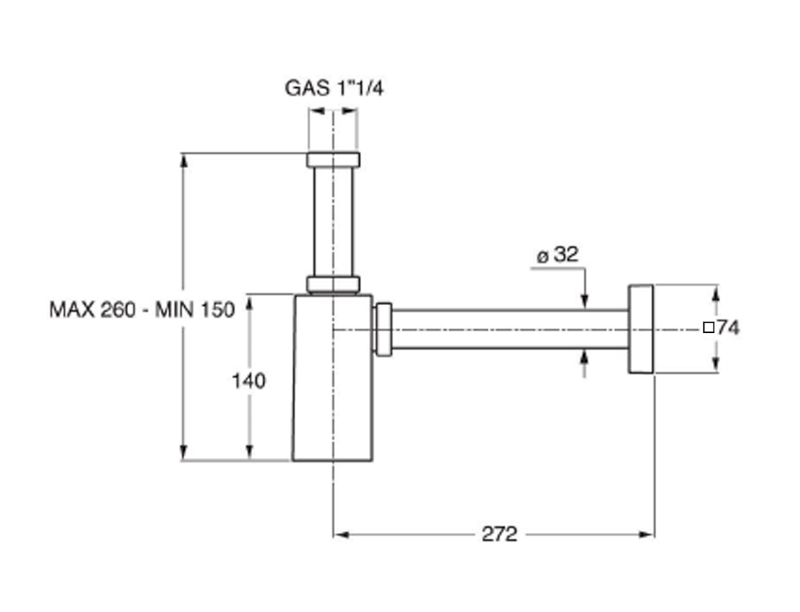 PIQUADRATO umyvadlový sifon 5/4