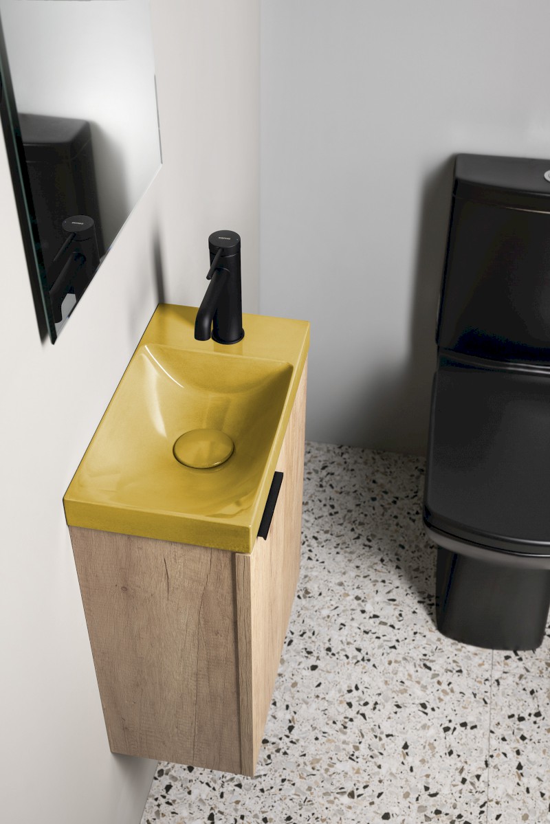 AGOS betonové umývátko 40x22cm, levé/pravé, žlutá pololesk AS40022