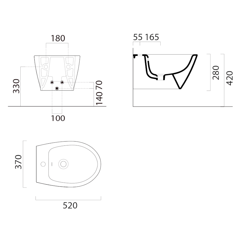MODO bidet závěsný 37x52cm, bílá mat 9864109