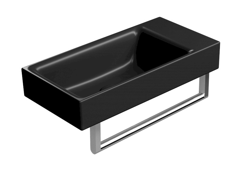 NUBES keramické umývátko 50x25cm, bez otvoru, pravé/levé, černá mat 9637026