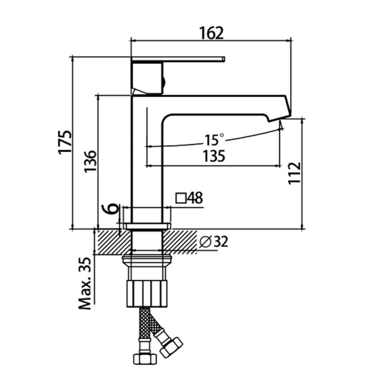 KRONY stojánková umyvadlová baterie, gun metal GJ002GM