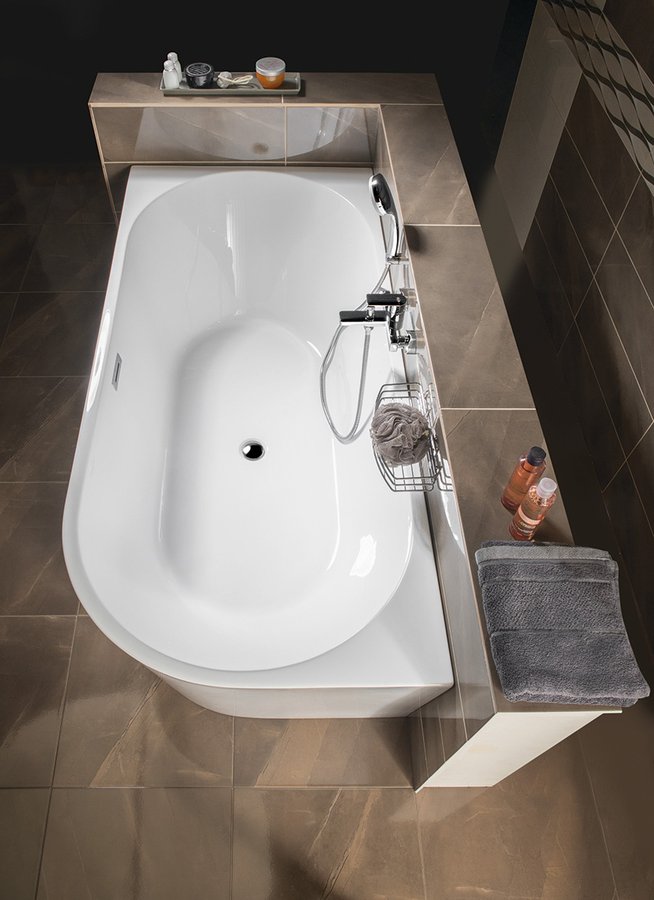 TIBERA L rohová stojící vana, 170x80cm, bílá E1026