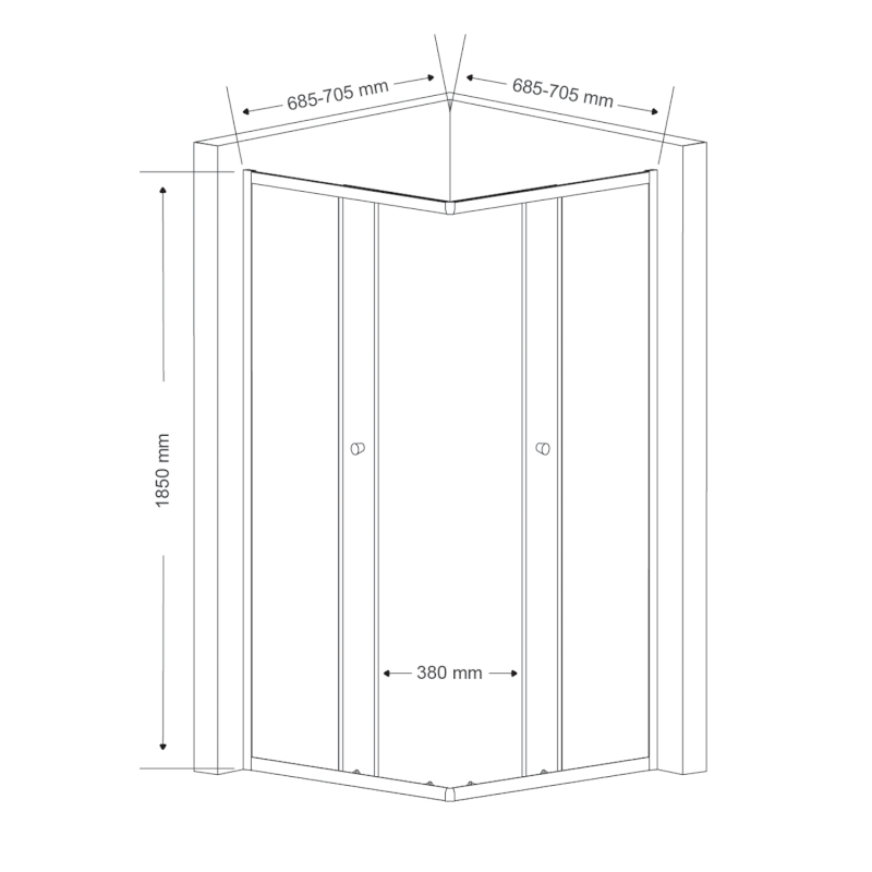 AGGA čtvercová sprchová zástěna 700x700mm, čiré sklo HLF707Y