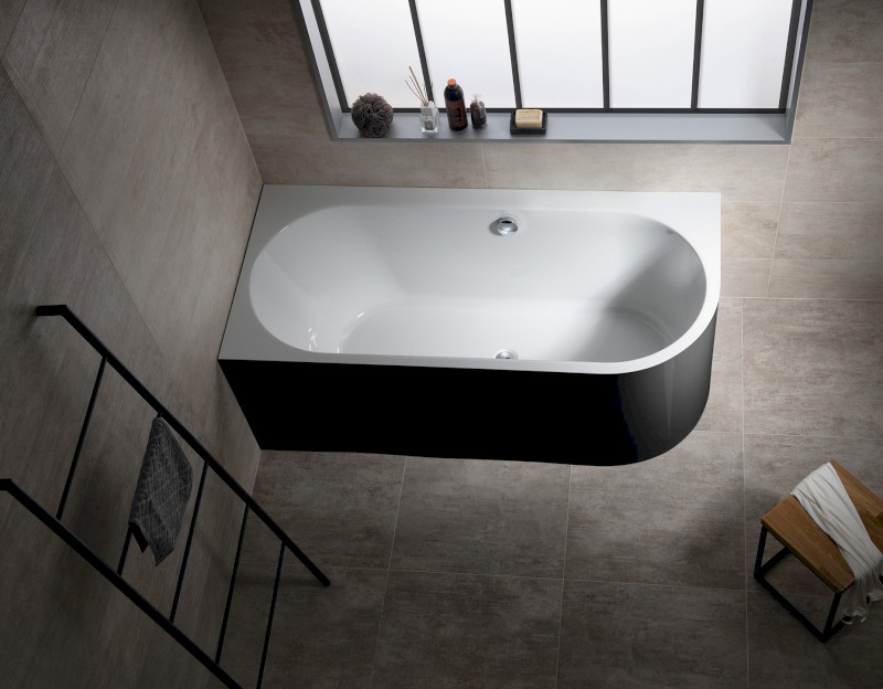 ASTRA L MONOLITH asymetrická vana 160x75x60cm, bílá/černá 33611MB