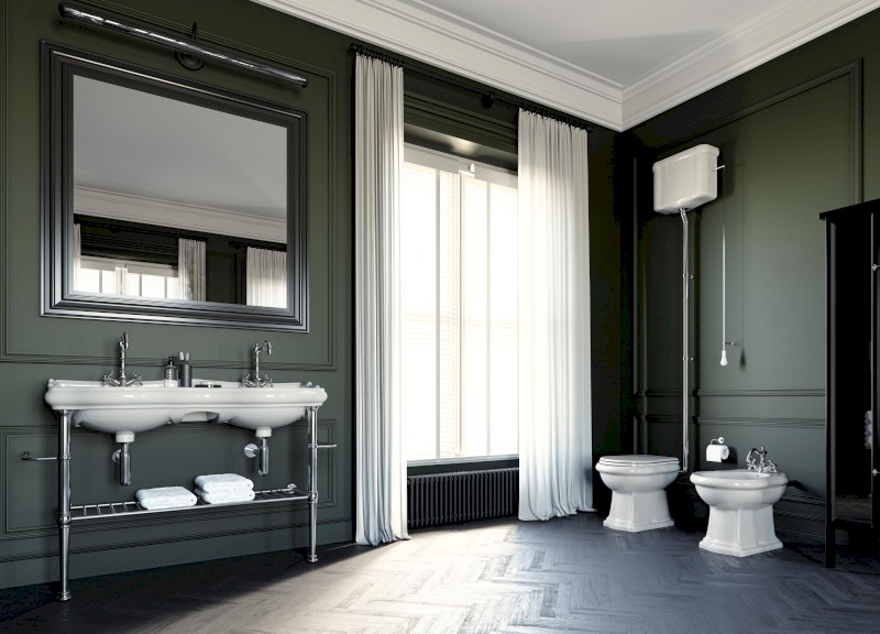 RETRO konstrukce pro dvojumyvadlo 120cm s poličkou, chrom 730190