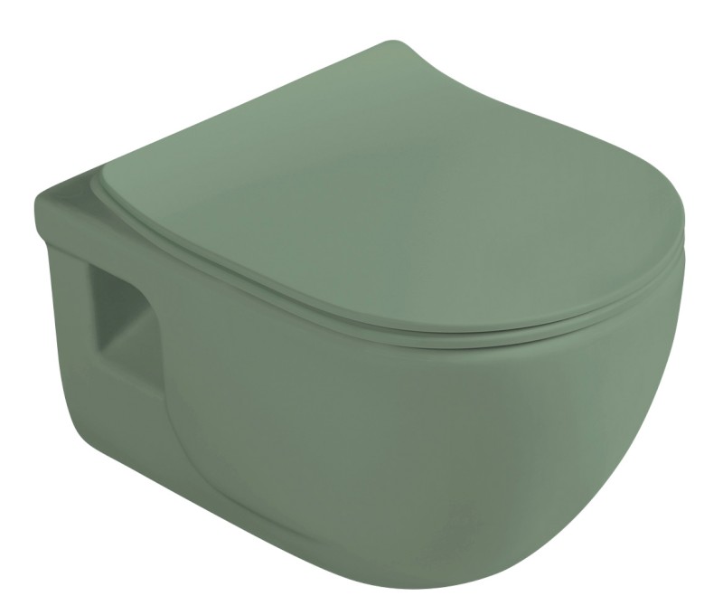 BRILLA závěsná WC mísa, Rimless, 36,5x53cm, zelená mat 100614-128