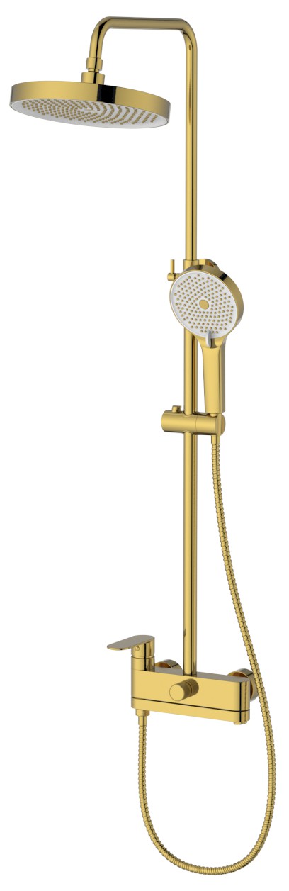 Sprchový sloup s pákovou baterií, otočné ramínko, zlato mat CF139GB