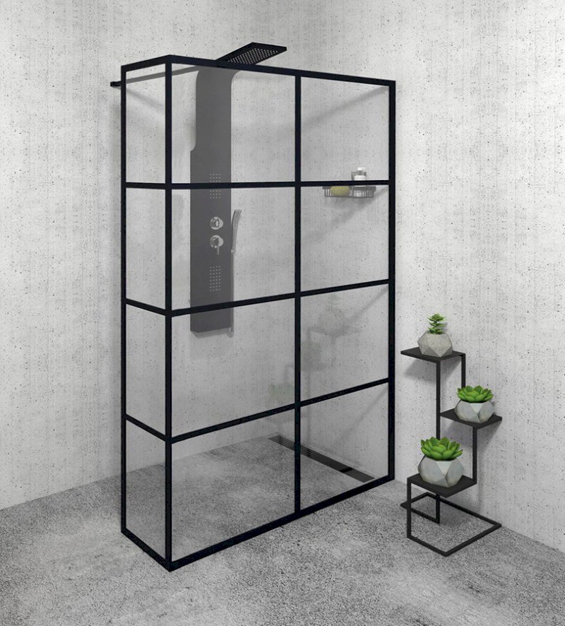 CURE BLACK sprchová zástěna 1200mm, čiré sklo CB120