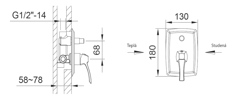 DREAMART podomítková sprchová baterie, 2 výstupy, chrom DA042