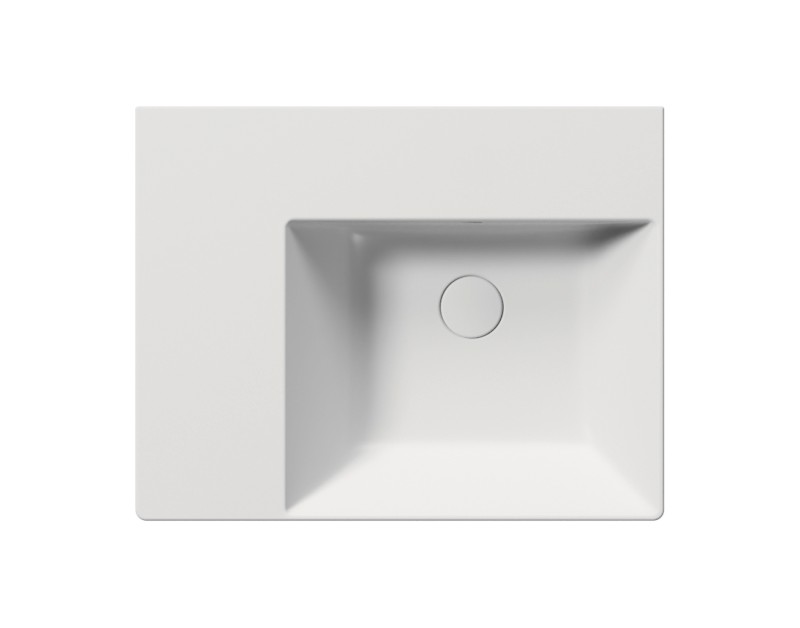 KUBE X keramické umyvadlo 60x47cm, s odkládací plochou vlevo, bez otvoru, bílá mat 9439009