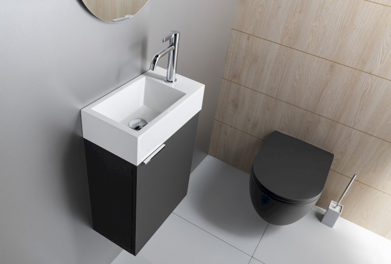 AMAROK umývátko, litý mramor, 40x22cm, baterie vpravo, bílá AR500