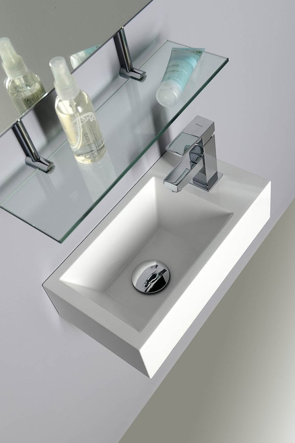 AMAROK umývátko, litý mramor, 40x22cm, baterie vpravo, bílá AR500