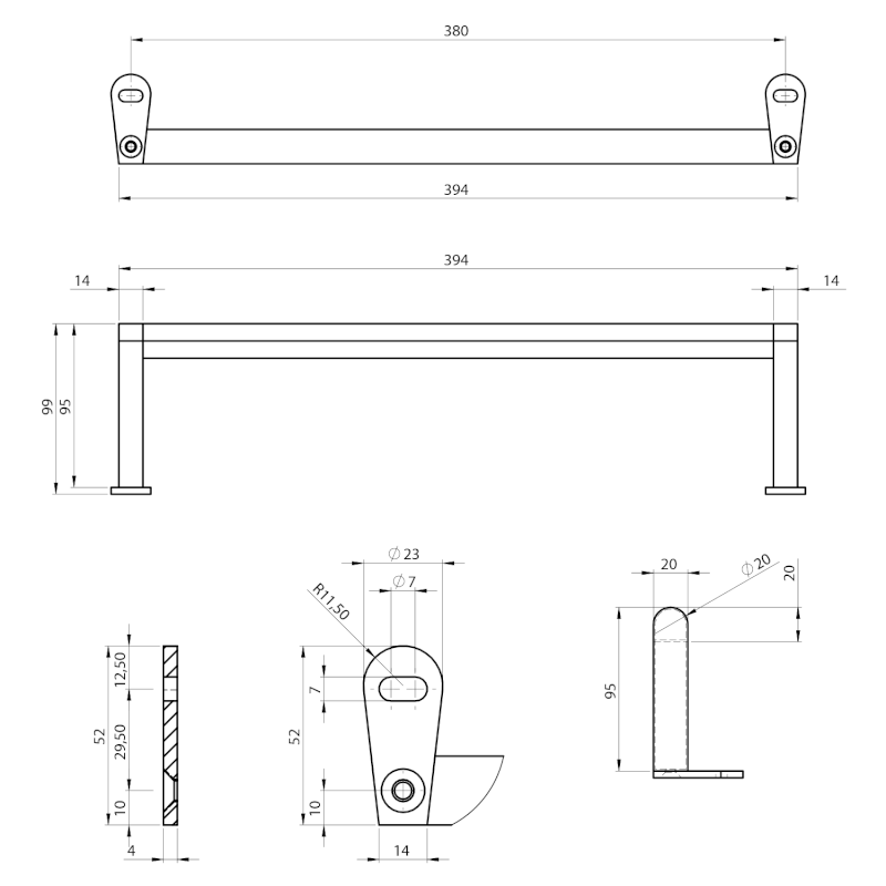 KUBE X držák ručníků 45cm, pro umyvadlo 9485, chrom PAKUBEX45
