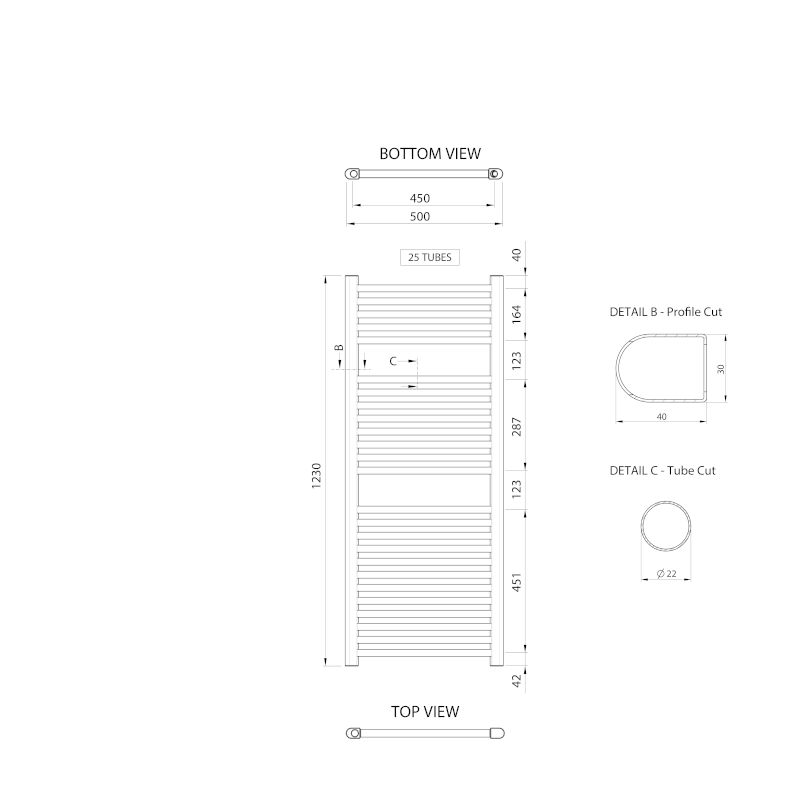 ALYA otopné těleso rovné 500x1230mm, chrom LLR104