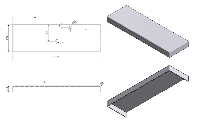 TAILOR rockstone deska 210x50 cm, provedení límce C TR210C