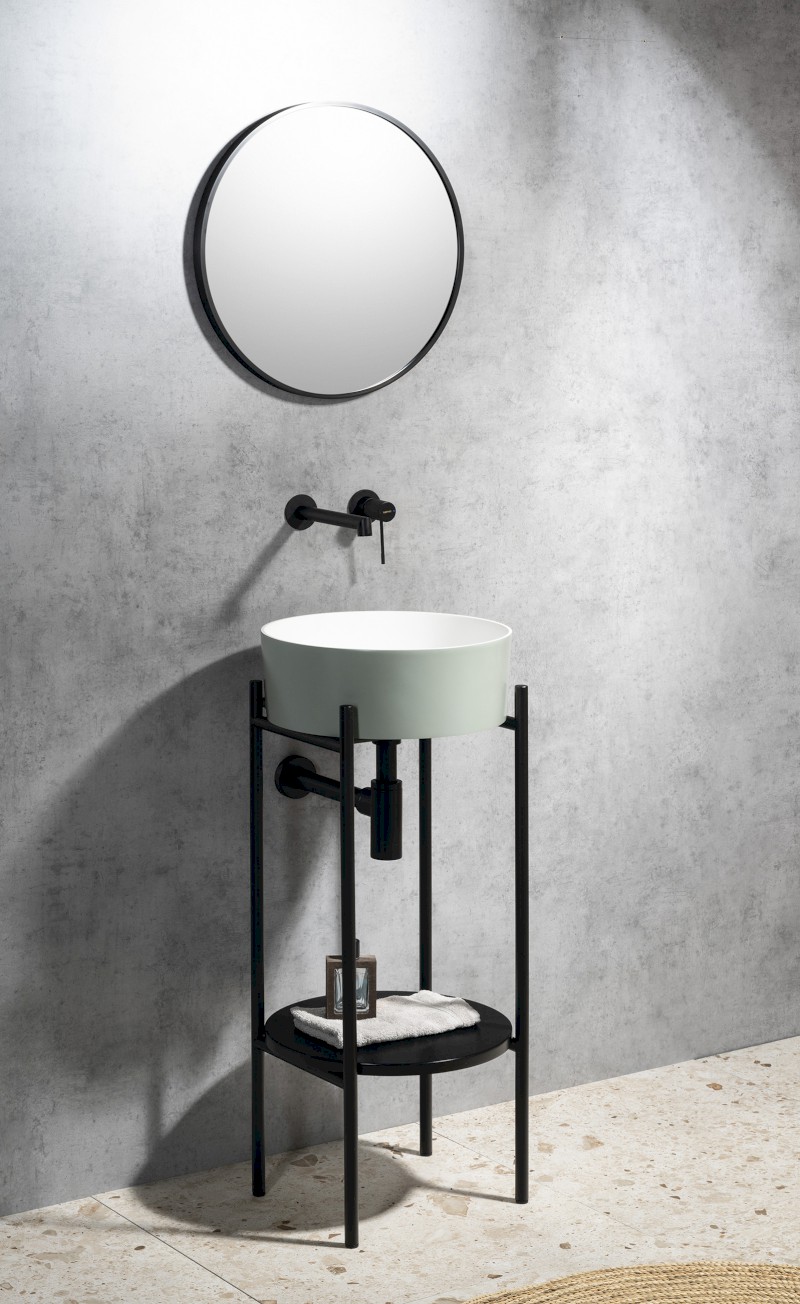 PUNO podstavec pod kulatá umyvadla 375x830x448xmm, černá SKA380-2