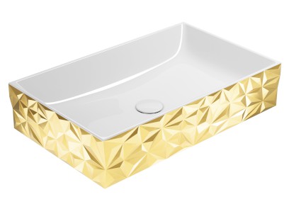 KUBE X DIAMANT keramické umyvadlo na desku, 60x37cm, bílá/zlatá 944150