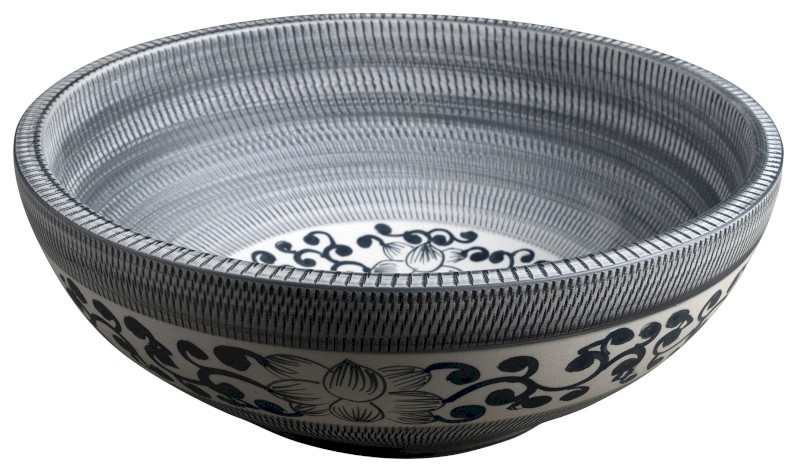 PRIORI keramické umyvadlo na desku, Ø 41 cm, modrá se vzorem PI036