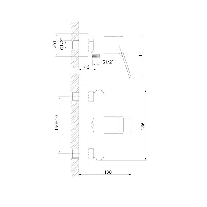 BOLERO nástěnná sprchová baterie, chrom BC011