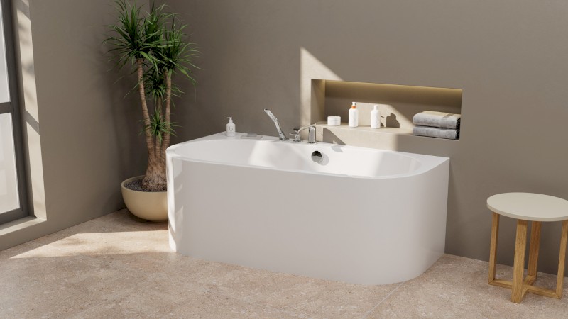 ASTRA WDL MONOLITH nástěnná stojící vana 160x85x60cm, bílá 30611MDL