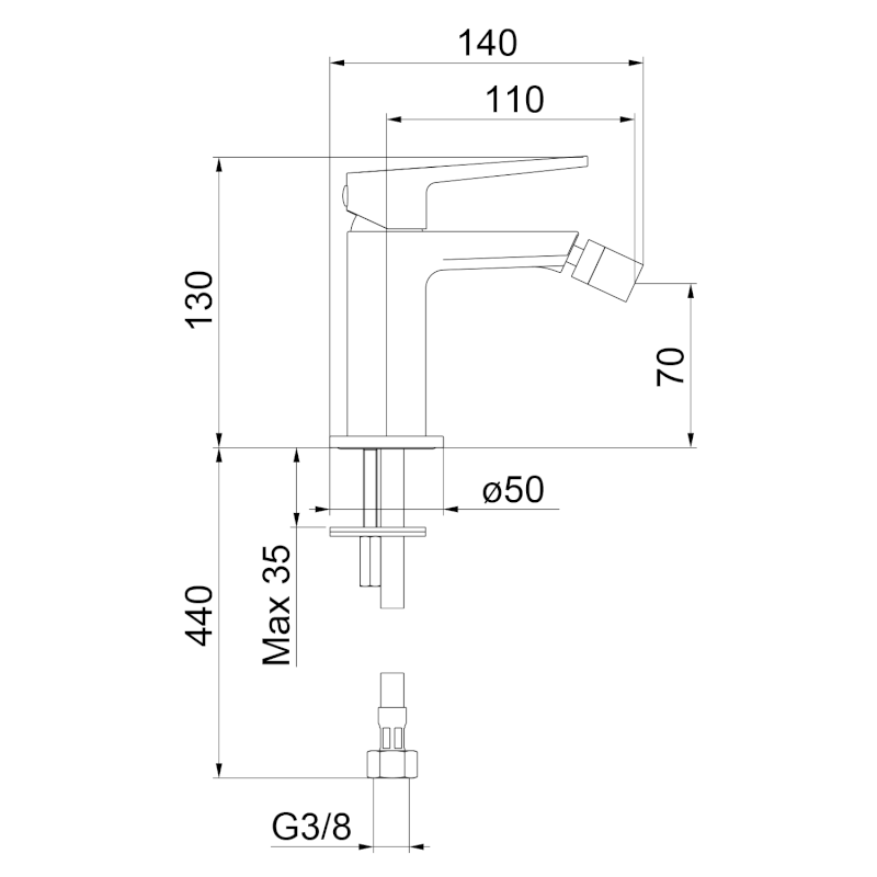 TURSI stojánková bidetová baterie, černá mat TI003B