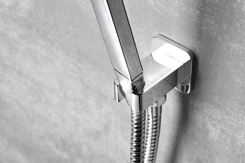 Držák sprchy hranatý, pevný, s vyústěním, chrom JM540