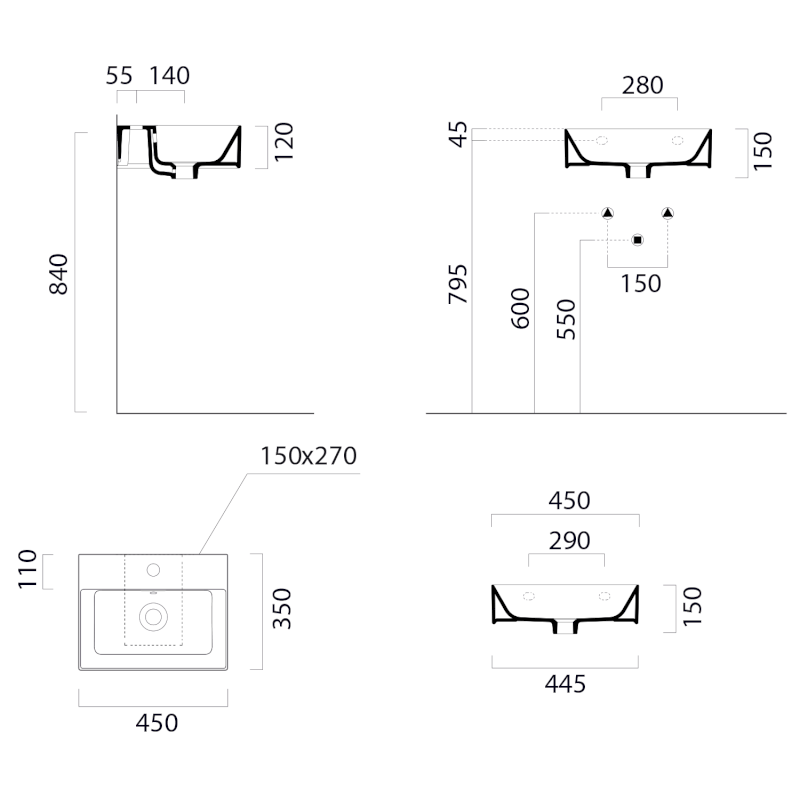 KUBE X keramické umyvadlo 45x35cm, bílá ExtraGlaze 9485111