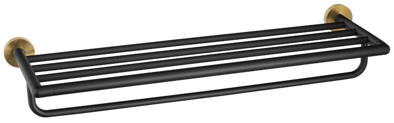 LARISSA polička na ručníky s hrazdou 600mm, černá/zlato mat WS029BG