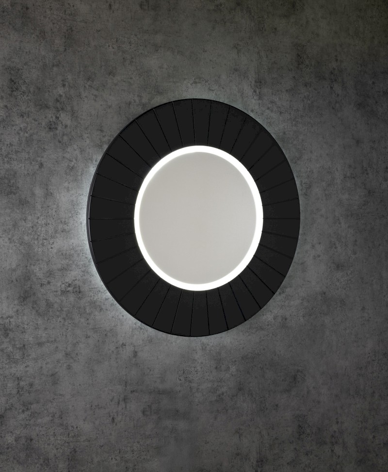 LUMIRO STRIP kulaté zrcadlo s LED osvětlením v rámu ø 75cm, carina LR750-4141S