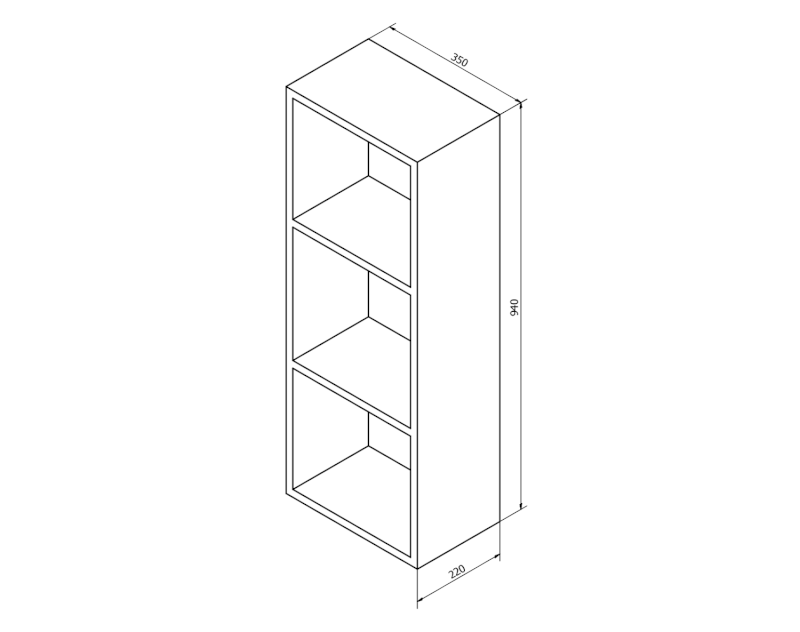 ESPACE otevřená policová skříňka 35x94x22cm, borovice rustik ESC170-1616
