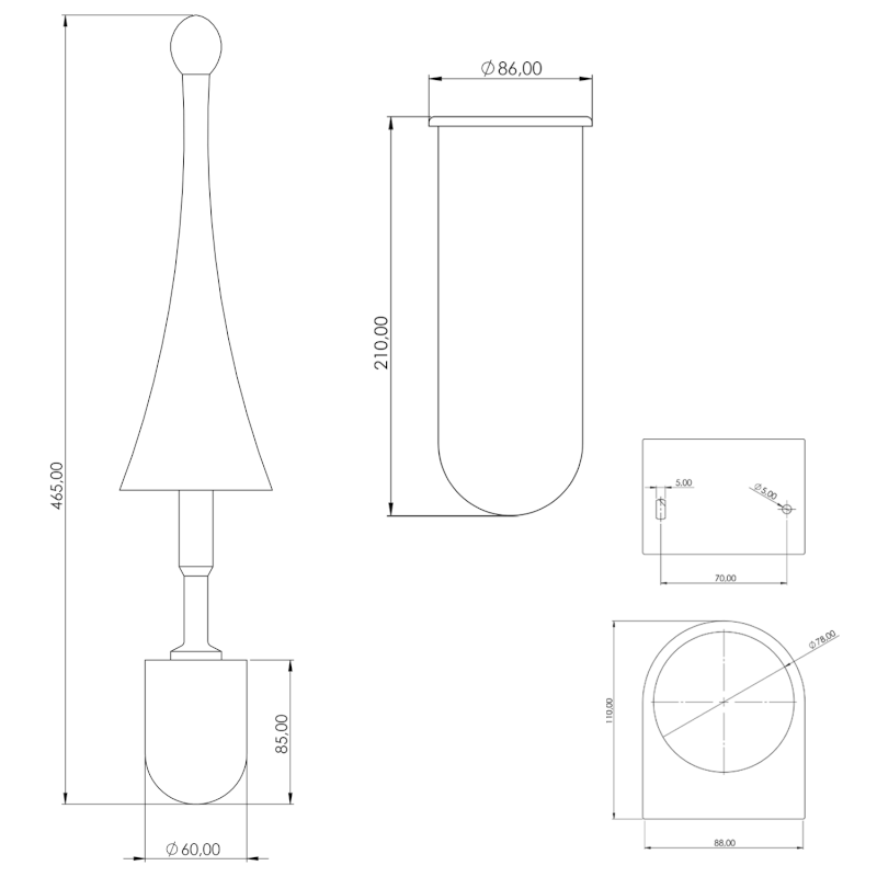 COLORED WC štětka závěsná, ABS, Soft Touch, bílá A65801BI
