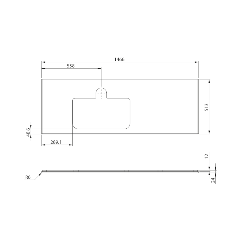 BRAHEA deska rockstone s otvorem 146,6x51,5cm, levá, bílá mat BT147-0101-L
