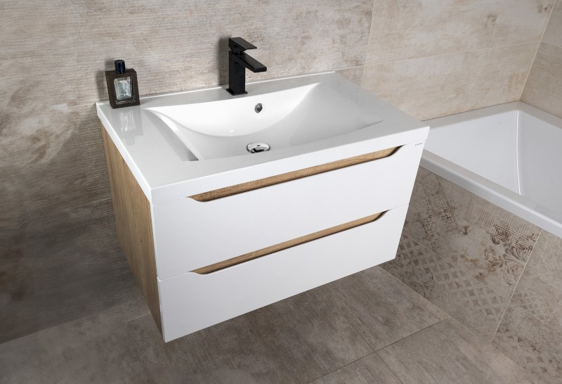 WAVE umyvadlová skříňka 79,7x45x47,8cm, bílá/mali wenge WA080-3021