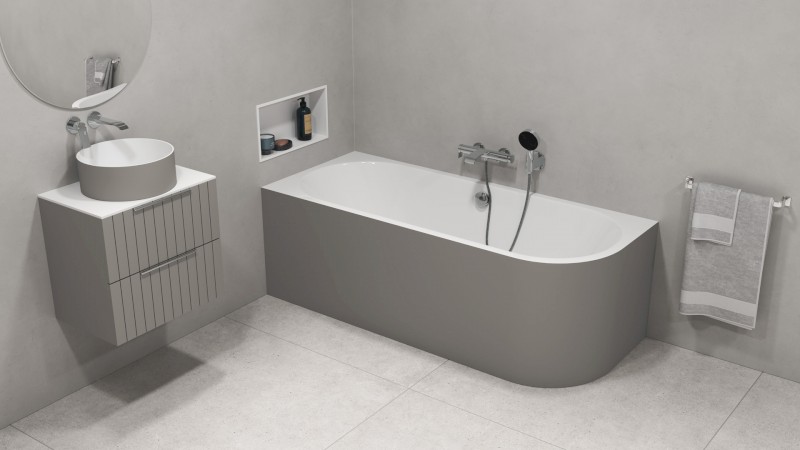 VIVA L MONOLITH asymetrická vana 180x75x60cm, bílá/agila 72099M.43