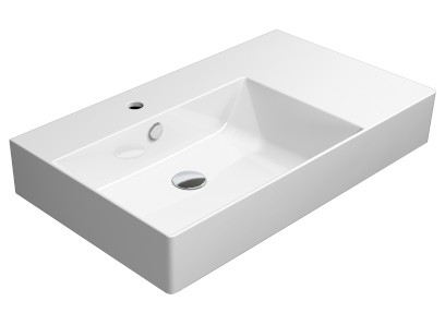 KUBE X keramické umyvadlo 80x47cm, s odkládací plochou vpravo, bílá ExtraGlaze 9456111